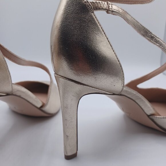 Naturalizer 27 Edit Abilyn Ankle Strap Metallic Gold Pointed Shoes 7W - Picture 3 of 6